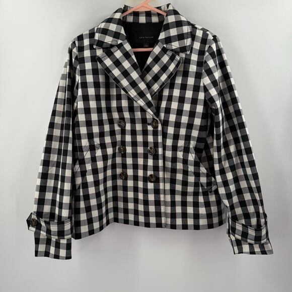Ann Taylor Jacket Women's Size Small B&W Gingham Double-Breasted Buffalo Check - Picture 16 of 16
